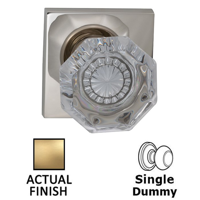 Omnia Hardware Single Dummy Classic Glass Knob With Square Rose in Satin Brass Lacquered