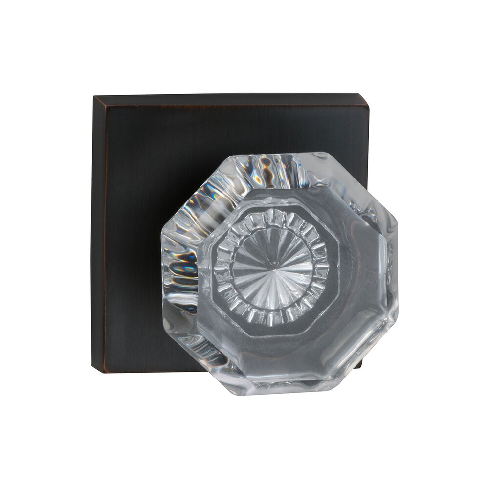 Omnia Hardware Passage Glass Knob with Square Rose in Tuscan Bronze
