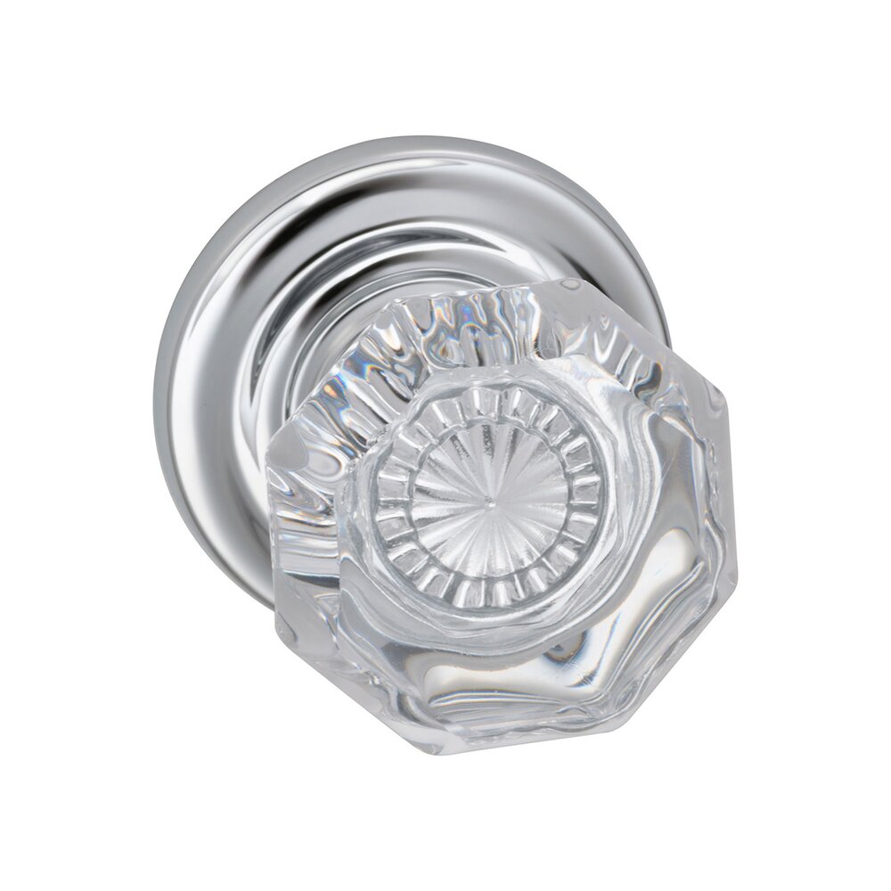 Omnia Hardware Privacy Glass Knob with Traditional Rose in Polished Chrome