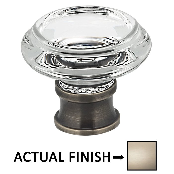 Omnia Hardware 1 5/16" Diameter Traditional Glass Knob in Satin Nickel Lacquered