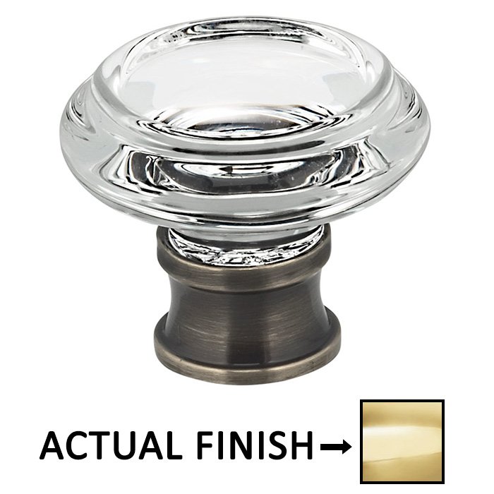 Omnia Hardware 1 5/16" Diameter Traditional Glass Knob in Polished Brass Lacquered