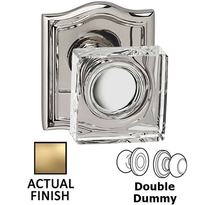 Omnia Hardware Double Dummy Square Glass Knob With Arched Rose in Satin Brass Lacquered