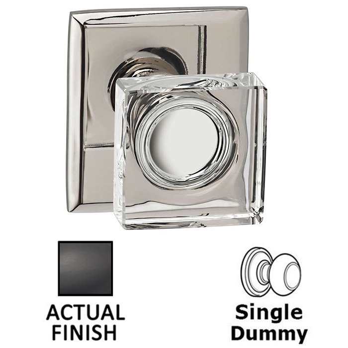 Omnia Hardware Single Dummy Square Glass Knob With Rectangular Rose in Oil Rubbed Bronze Lacquered