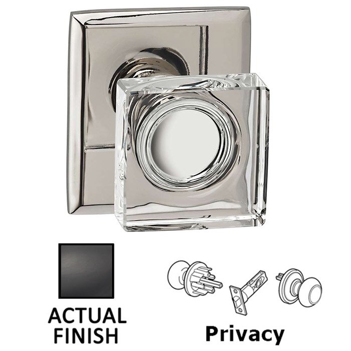 Omnia Hardware Privacy Square Glass Knob With Rectangular Rose in Oil Rubbed Bronze Lacquered