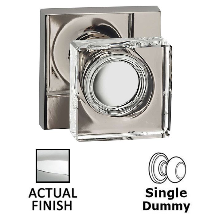 Omnia Hardware Single Dummy Square Glass Knob With Square Rose in Polished Chrome