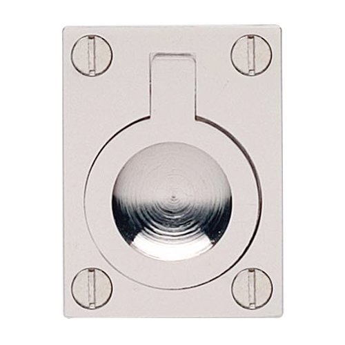 Omnia Hardware 2" (51mm) Rectangular Flush Ring Pull in Polished Polished Nickel Lacquered