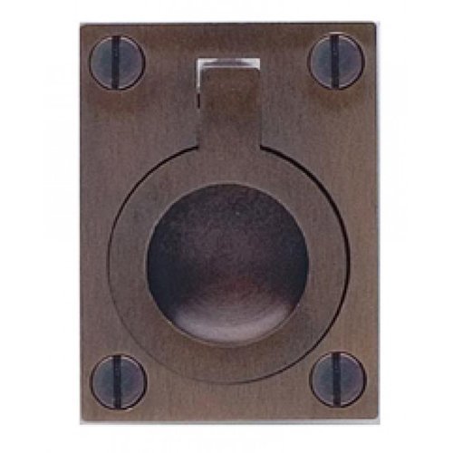 Omnia Hardware 2" (51mm) Rectangular Flush Ring Pull in Shaded Bronze Lacquered