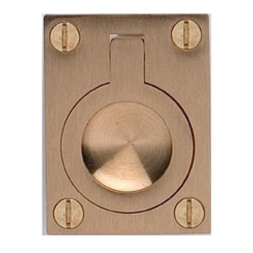 Omnia Hardware 2" (51mm) Rectangular Flush Ring Pull in Satin Brass Lacquered