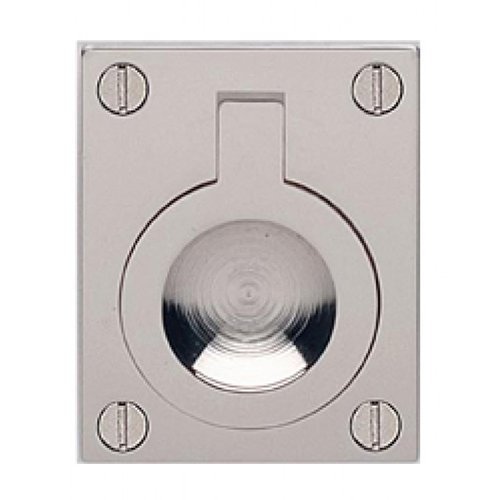 Omnia Hardware 2 3/8" (60mm) Rectangular Flush Ring Pull in Polished Polished Nickel Lacquered