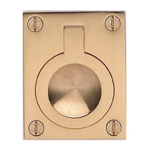 Omnia Hardware 2 3/8" (60mm) Rectangular Flush Ring Pull in Polished Brass Lacquered
