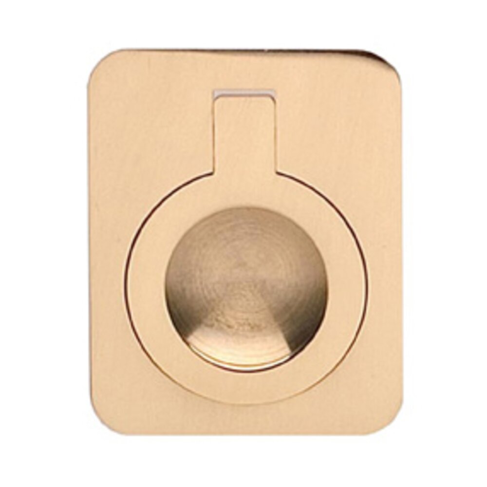 Omnia Hardware 2" (51mm) Rectangular Flush Ring Pull in Polished Brass Lacquered