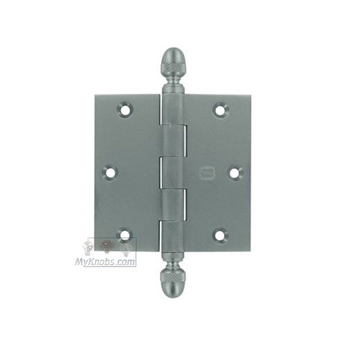 Omnia Hardware 3 1/2" x 3 1/2" Plain Bearing, Solid Brass Hinge with Acorn Finials in Satin Chrome