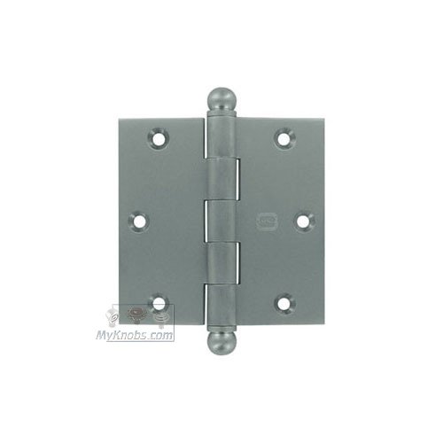 Omnia Hardware 3 1/2" x 3 1/2" Plain Bearing, Solid Brass Hinge with Ball Finials in Satin Chrome