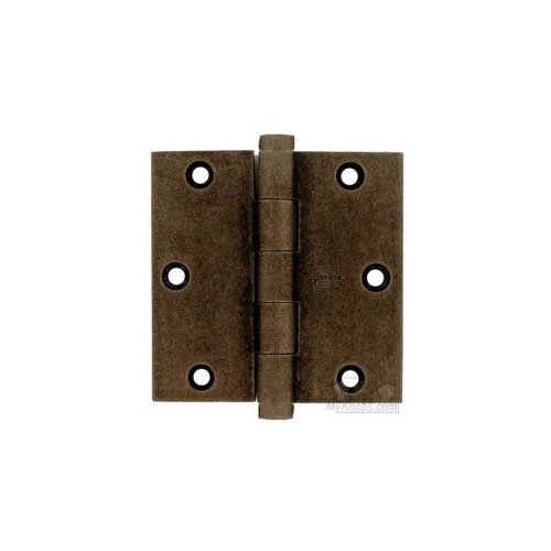 Omnia Hardware 3 1/2" x 3 1/2" Plain Bearing, Button Tip Solid Brass Hinge in Vintage Copper