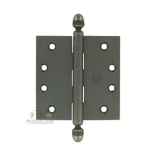 Omnia Hardware 4" x 4" Plain Bearing, Solid Brass Hinge with Acorn Finials in Vintage Iron
