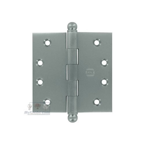 Omnia Hardware 4" x 4" Plain Bearing, Solid Brass Hinge with Ball Finials in Satin Chrome