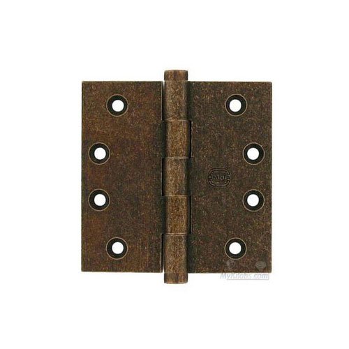 Omnia Hardware 4" x 4" Plain Bearing, Button Tip Solid Brass Hinge in Vintage Copper
