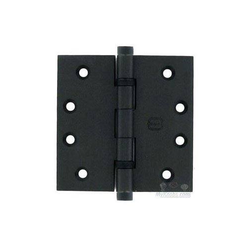 Omnia Hardware 4" x 4" Ball Bearing, Button Tip Solid Brass Hinge in Oil-Rubbed Bronze, Lacquered