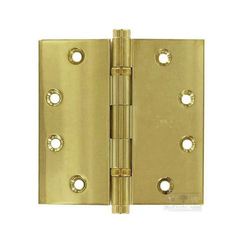 Set of 3 Door Hinges 4 x 4 Solid Brass Ball Bearing Polished Brass with Tips 