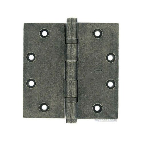 Omnia Hardware 4 1/2" x 4 1/2" Ball Bearing, Button Tip Solid Brass Hinge in Vintage Iron