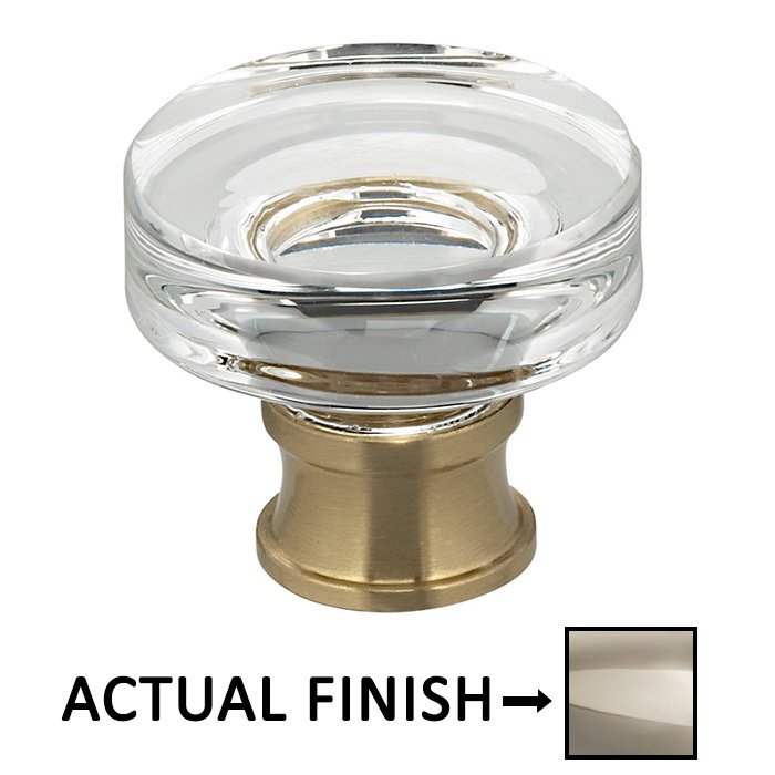 Omnia Hardware 1 1/4" Diameter Puck Glass Knob in Polished Polished Nickel Lacquered