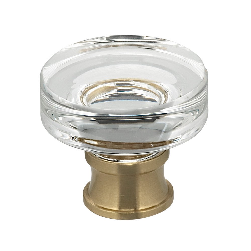 Omnia Hardware 1 1/4" Diameter Puck Glass Knob in Satin Brass Lacquered