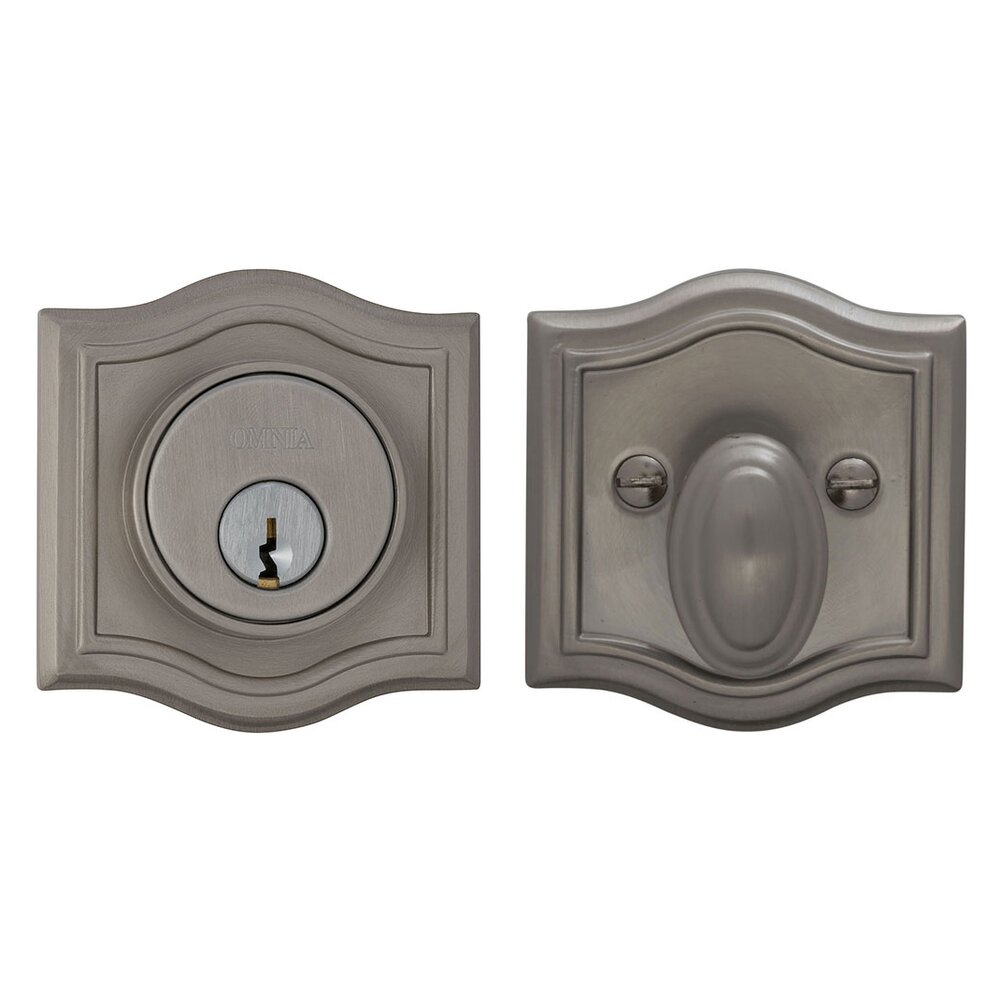 Omnia Hardware Arched Single Cylinder Deadbolt in Satin Nickel Lacquered