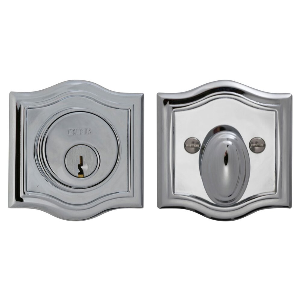 Omnia Hardware Arched Auxiliary Single Deadbolt in Polished Chrome Plated 