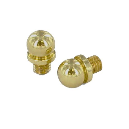 Omnia Hardware Pair of Ball Finials in Polished Brass Lacquered