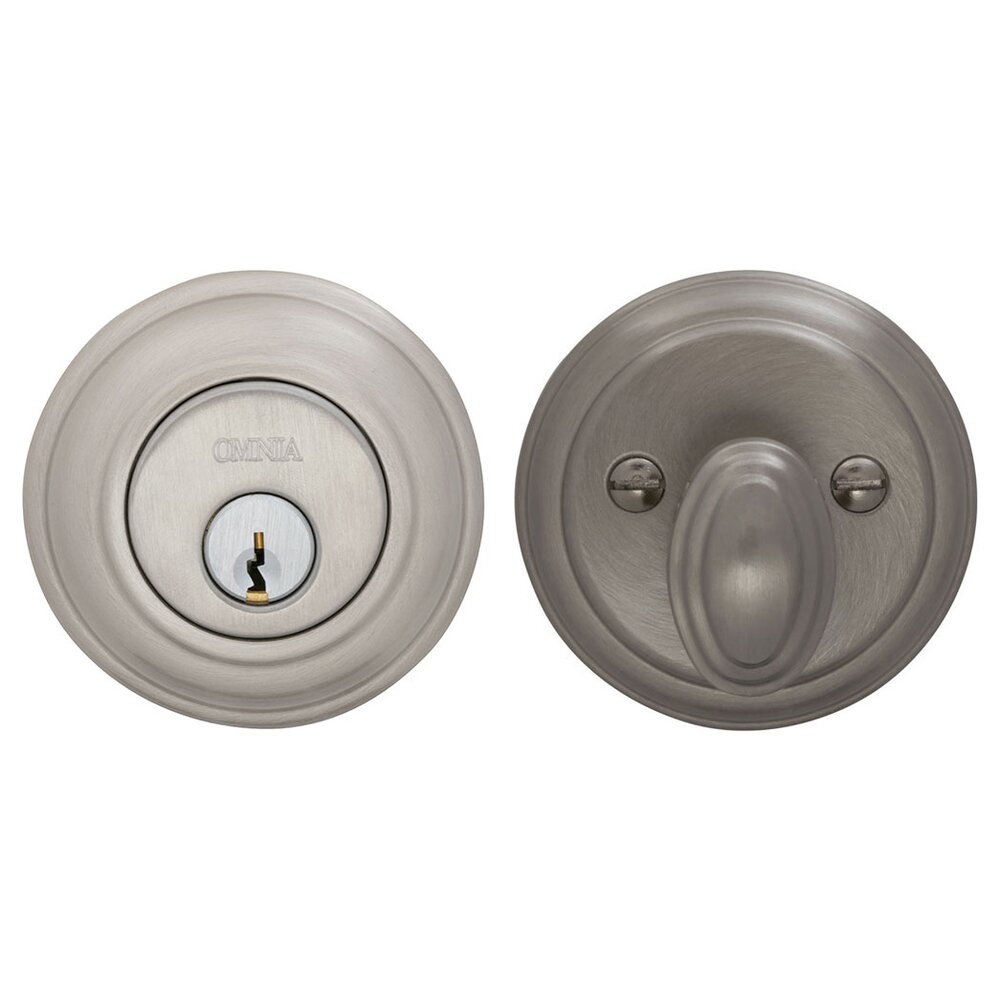 Omnia Hardware Colonial Single Cylinder Deadbolt in Satin Nickel Lacquered