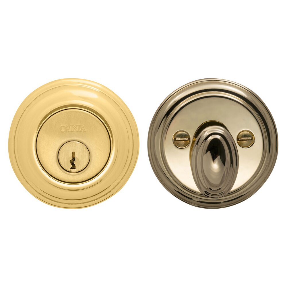 Omnia Hardware Colonial Single Cylinder Deadbolt in Polished Brass Lacquered