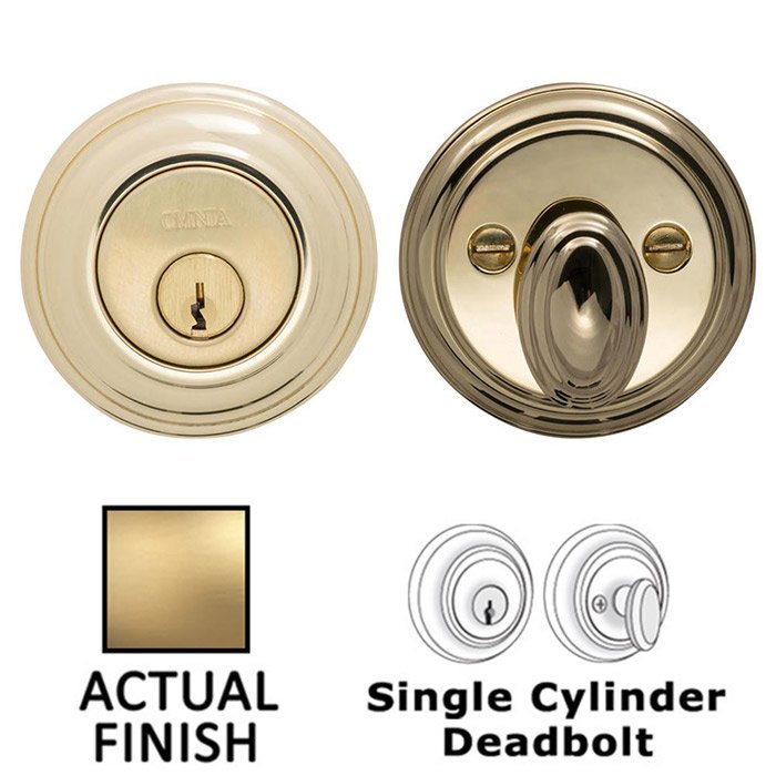 Omnia Hardware Colonial Single Cylinder Deadbolt in Satin Brass Lacquered