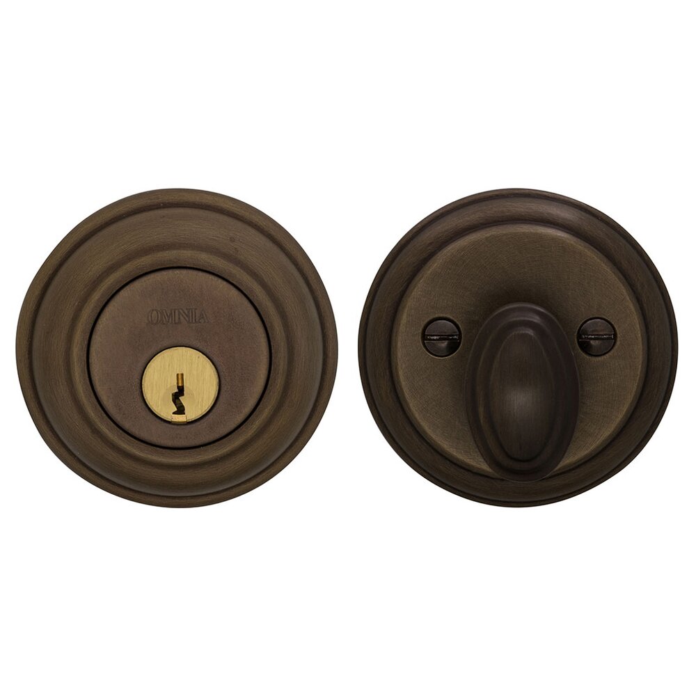 Omnia Hardware Colonial Single Cylinder Deadbolt in Antique Bronze Unlacquered
