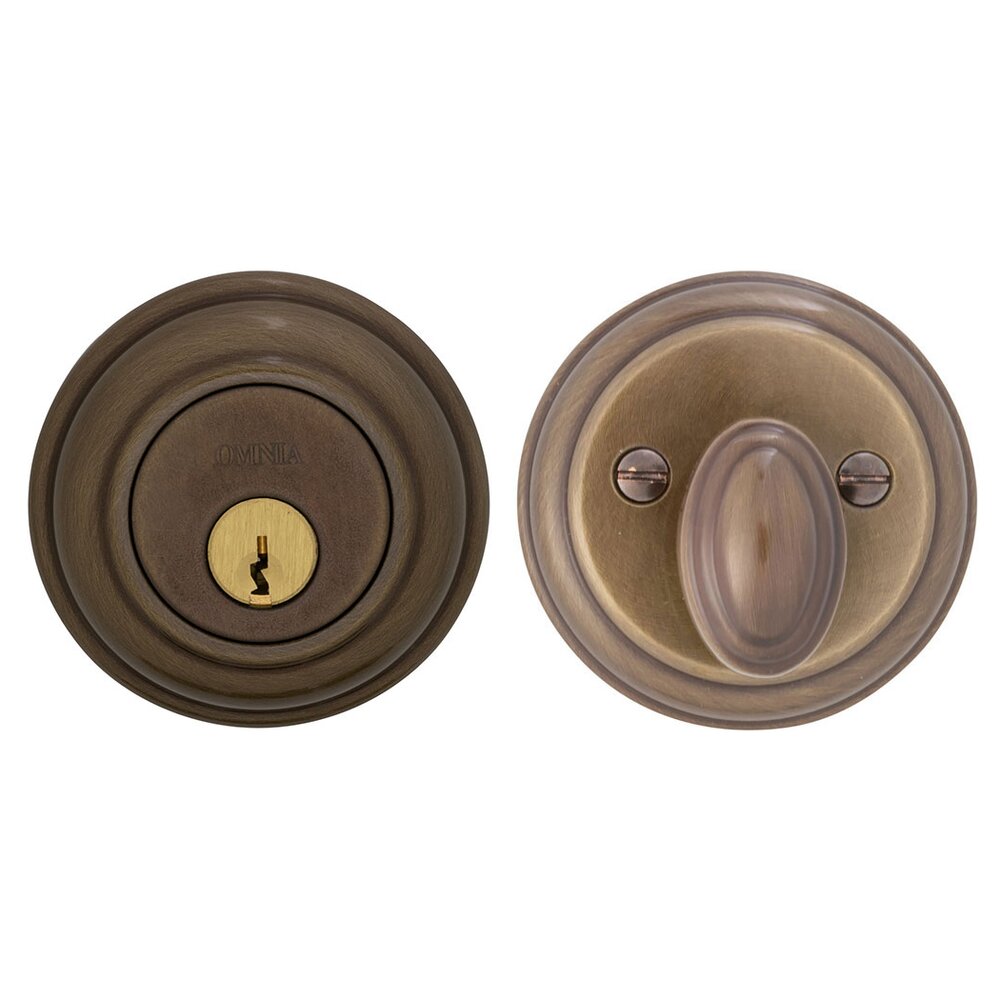 Omnia Hardware Colonial Single Cylinder Deadbolt in Shaded Bronze Lacquered