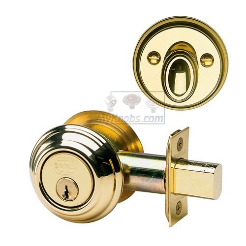 Omnia Hardware Traditional Single Deadbolt in Polished Brass Lacquered