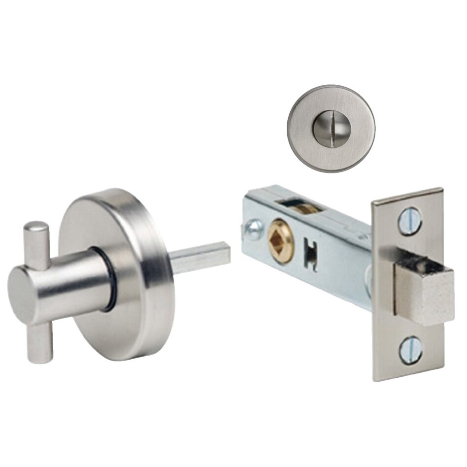 Omnia Hardware Modern Mortise Privacy Bolt in Brushed Stainless Steel