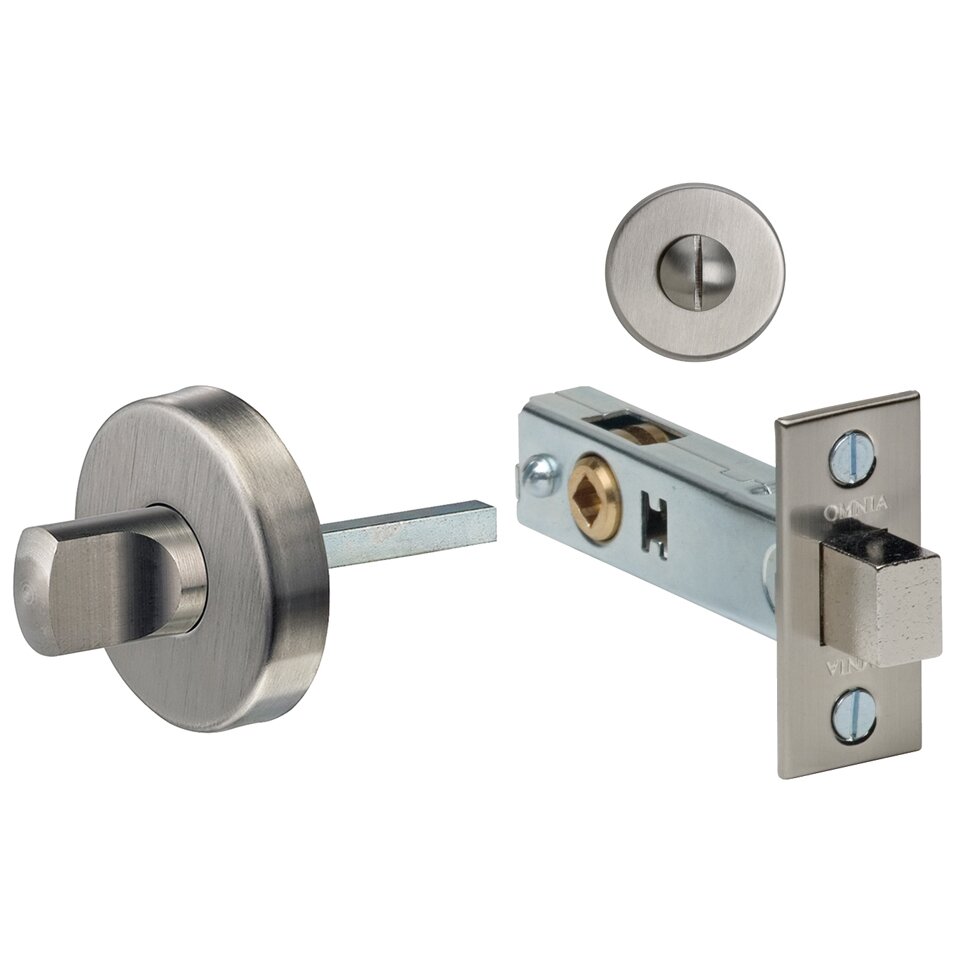 Omnia Hardware Modern Mortise Privacy Bolt in Brushed Stainless Steel