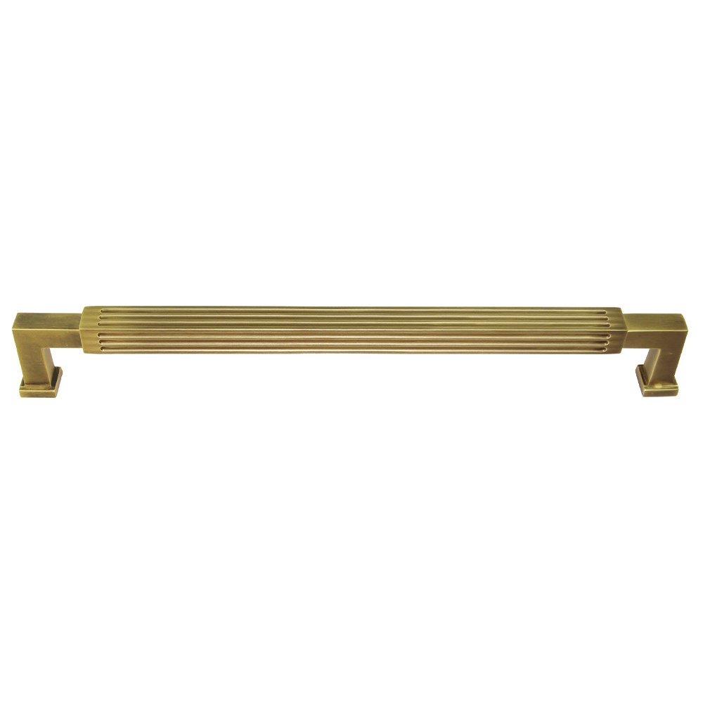 Omnia Hardware 8" Centers Reeded Pull In Antique Brass Lacquered