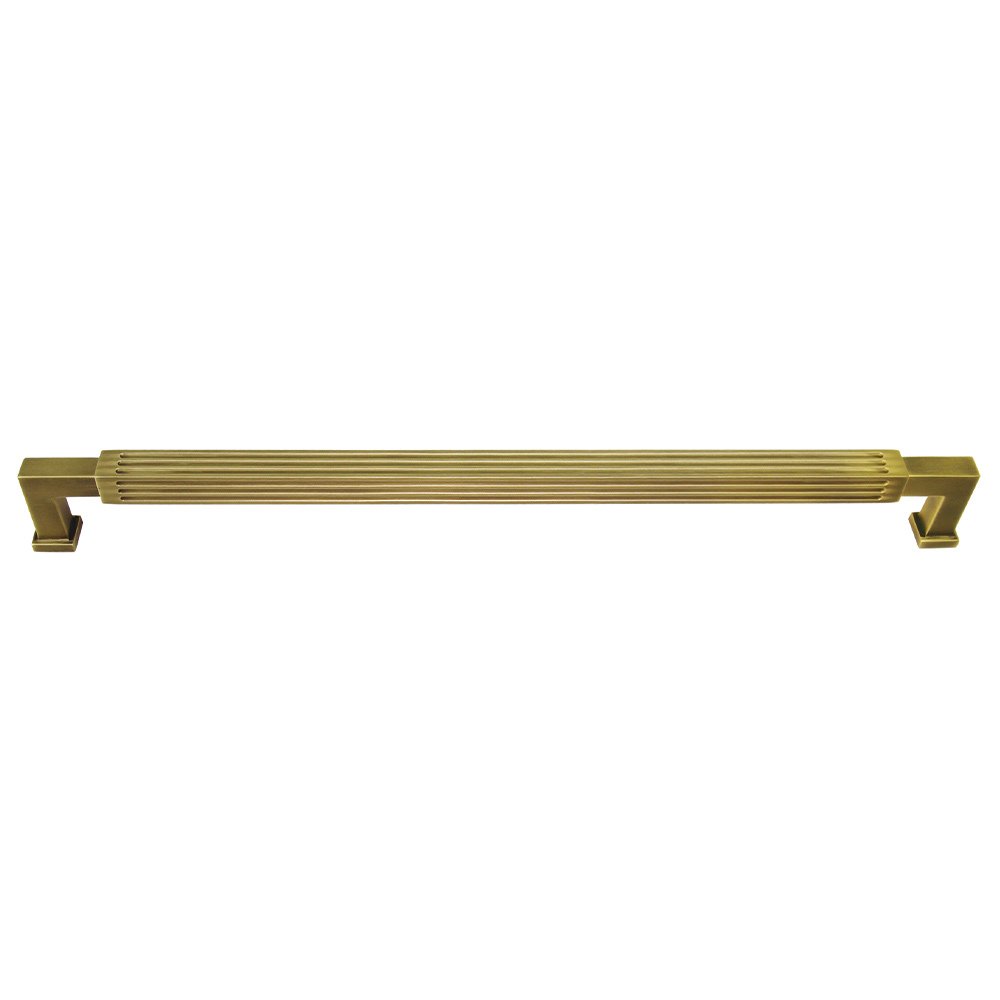 Omnia Hardware 10" Centers Reeded Pull In Antique Brass Lacquered