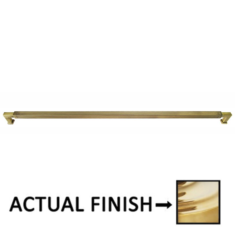 Omnia Hardware 18" Centers Reeded Pull In Polished Brass Unlacquered