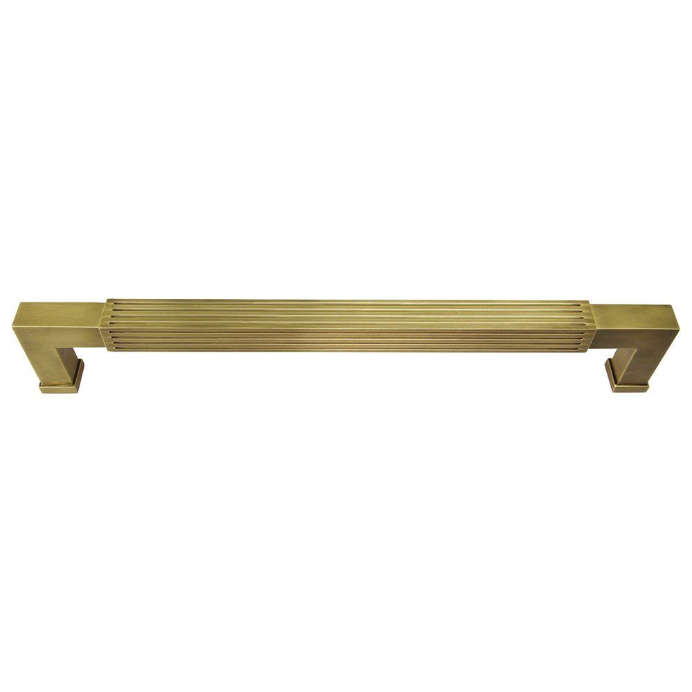Omnia Hardware 12" Centers Reeded Appliance Pull In Antique Brass Lacquered
