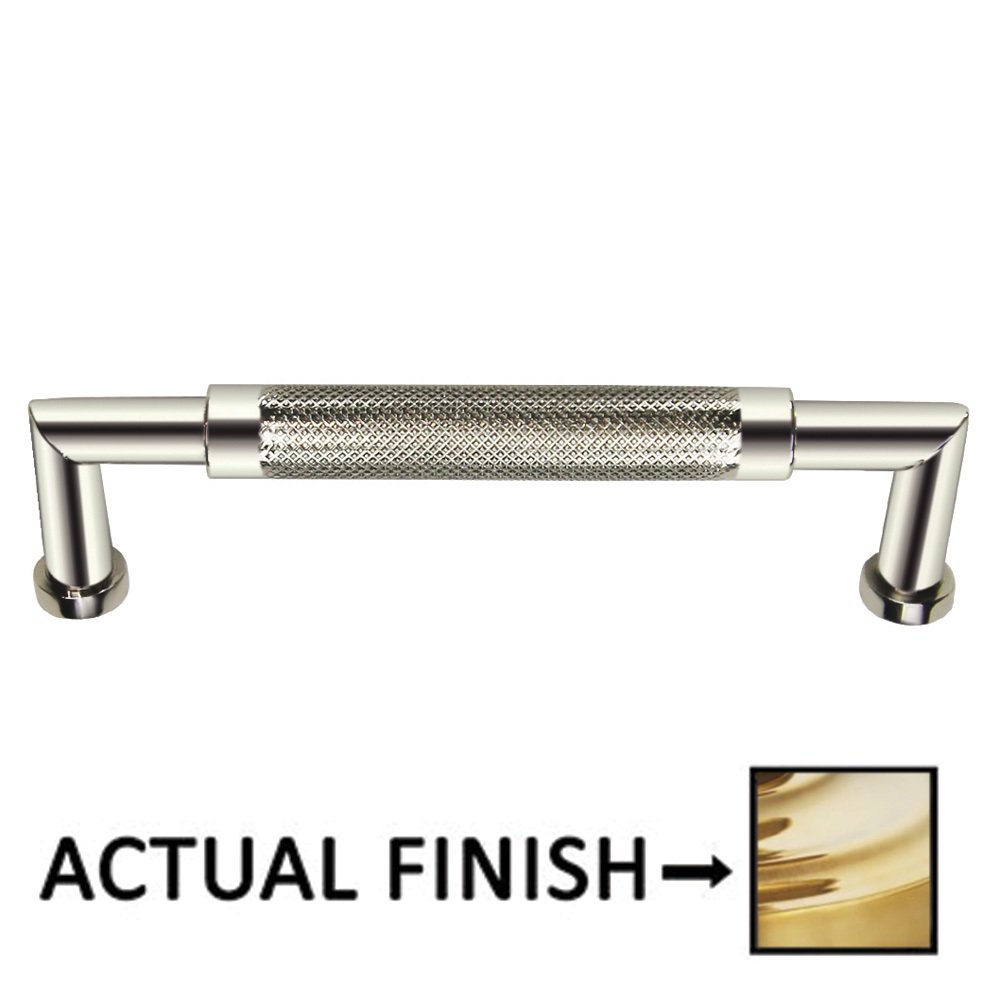 Omnia Hardware 4" Centers Knurled Cabinet Pull In Polished Brass Unlacquered