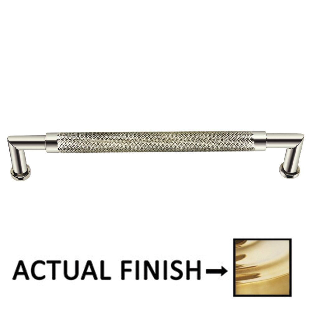 Omnia Hardware 6" Centers Knurled Cabinet Pull In Polished Brass Unlacquered