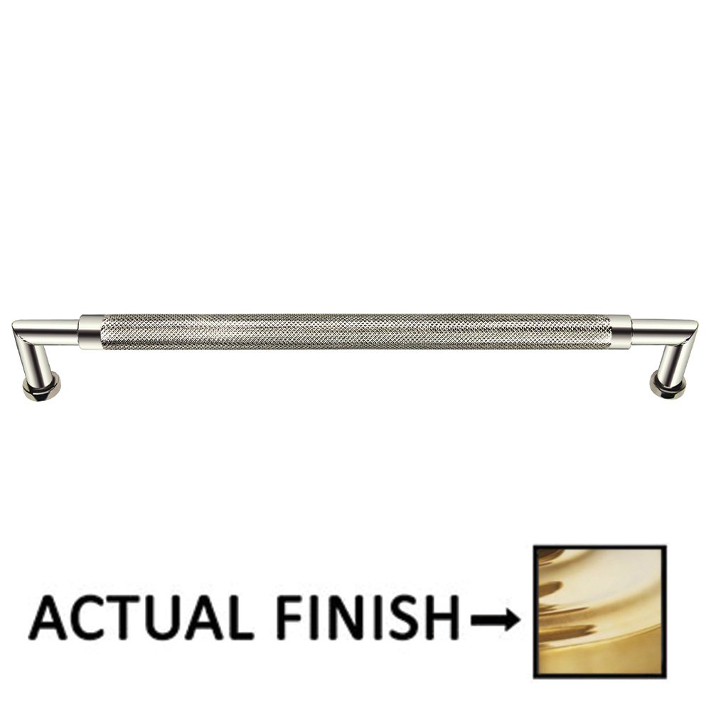 Omnia Hardware 8" Centers Knurled Cabinet Pull In Polished Brass Unlacquered