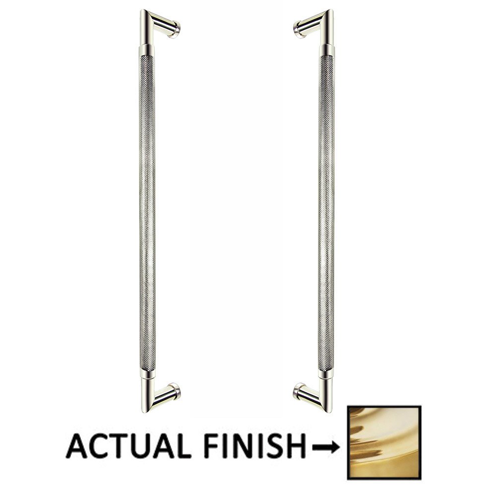 Omnia Hardware 18" Centers Knurled Back To Back Door Pull In Polished Brass Unlacquered