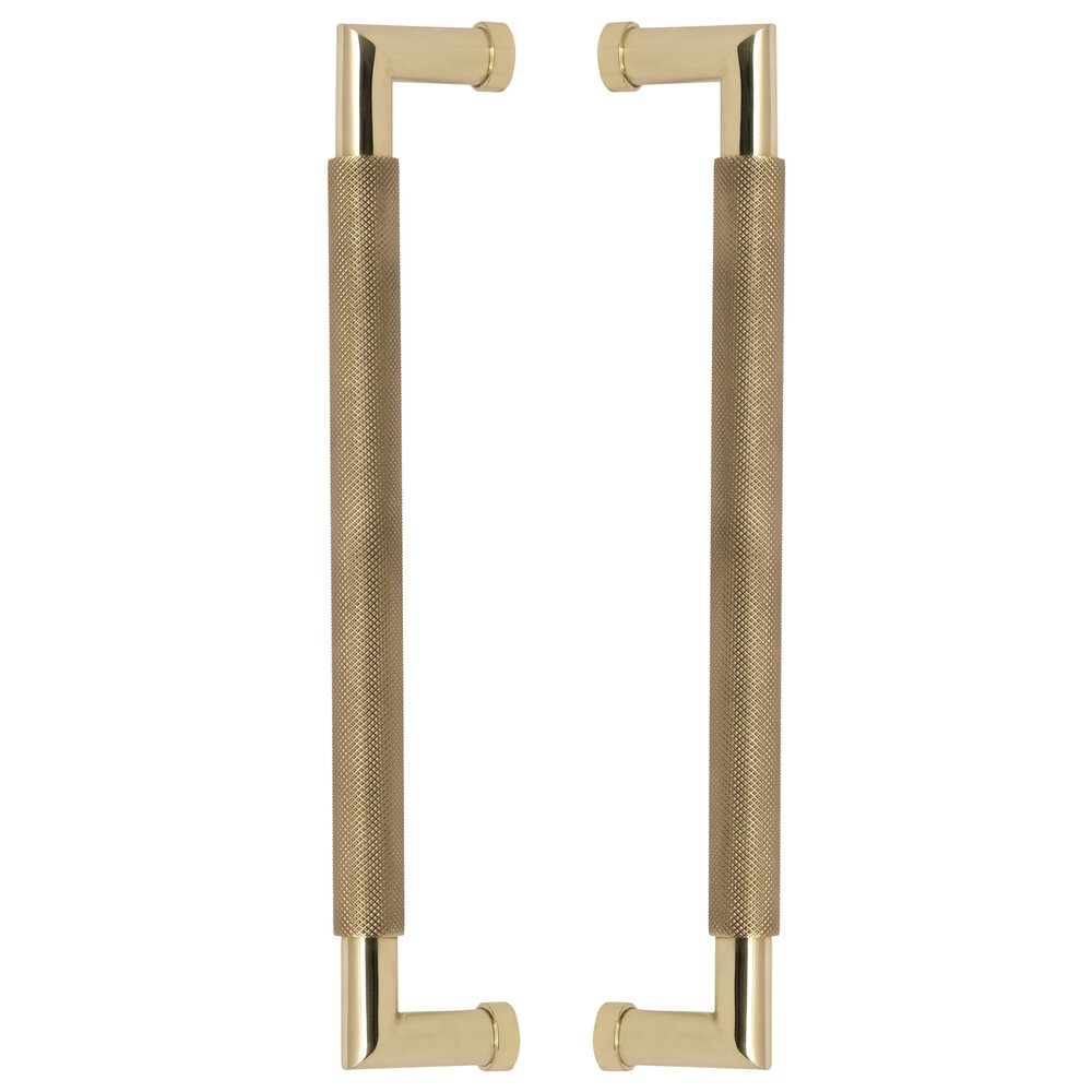 Omnia Hardware 12" Centers Knurled Back to Back Door Pull in Polished Brass Unlacquered