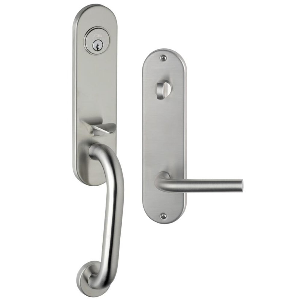 Omnia Hardware Metro Handleset with Tube Lever in Brushed Stainless Steel