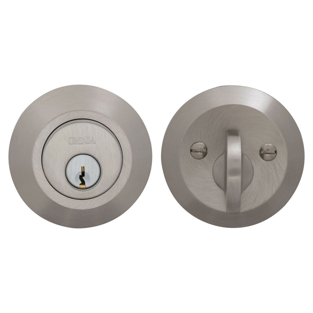 Omnia Hardware Modern Auxiliary Single Deadbolt in Satin Nickel Lacquered Plated, Lacquered