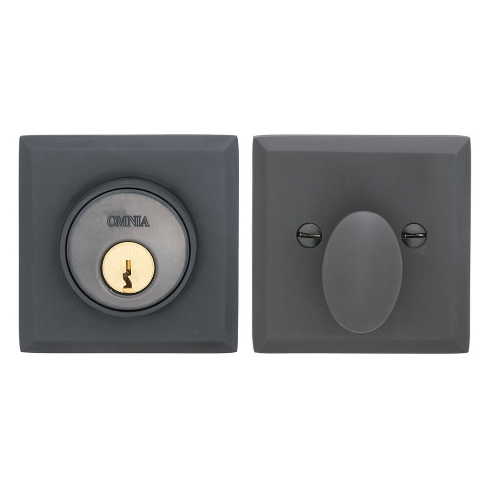 Omnia Hardware Rectangular Single Cylinder Deadbolt in Oil Rubbed Bronze Lacquered