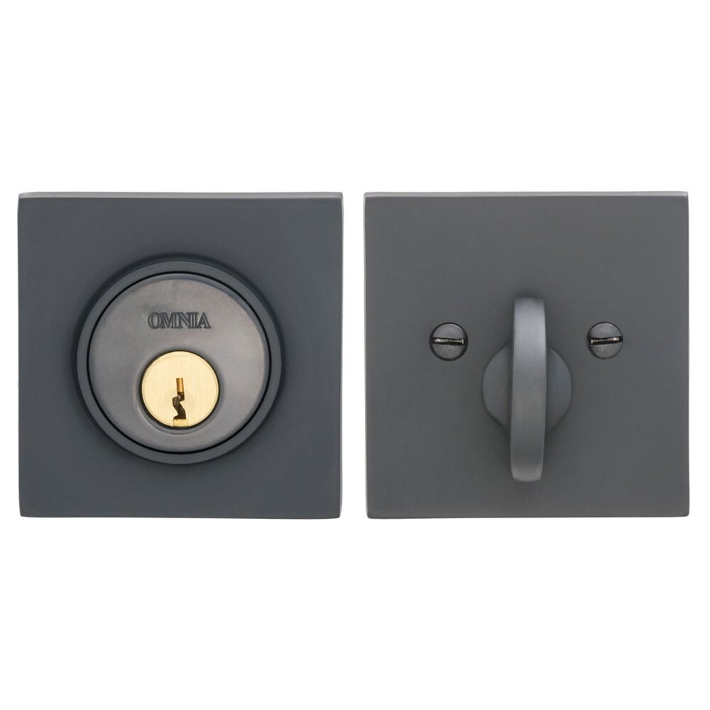 Omnia Hardware Square Single Cylinder Deadbolt in Oil Rubbed Bronze Lacquered